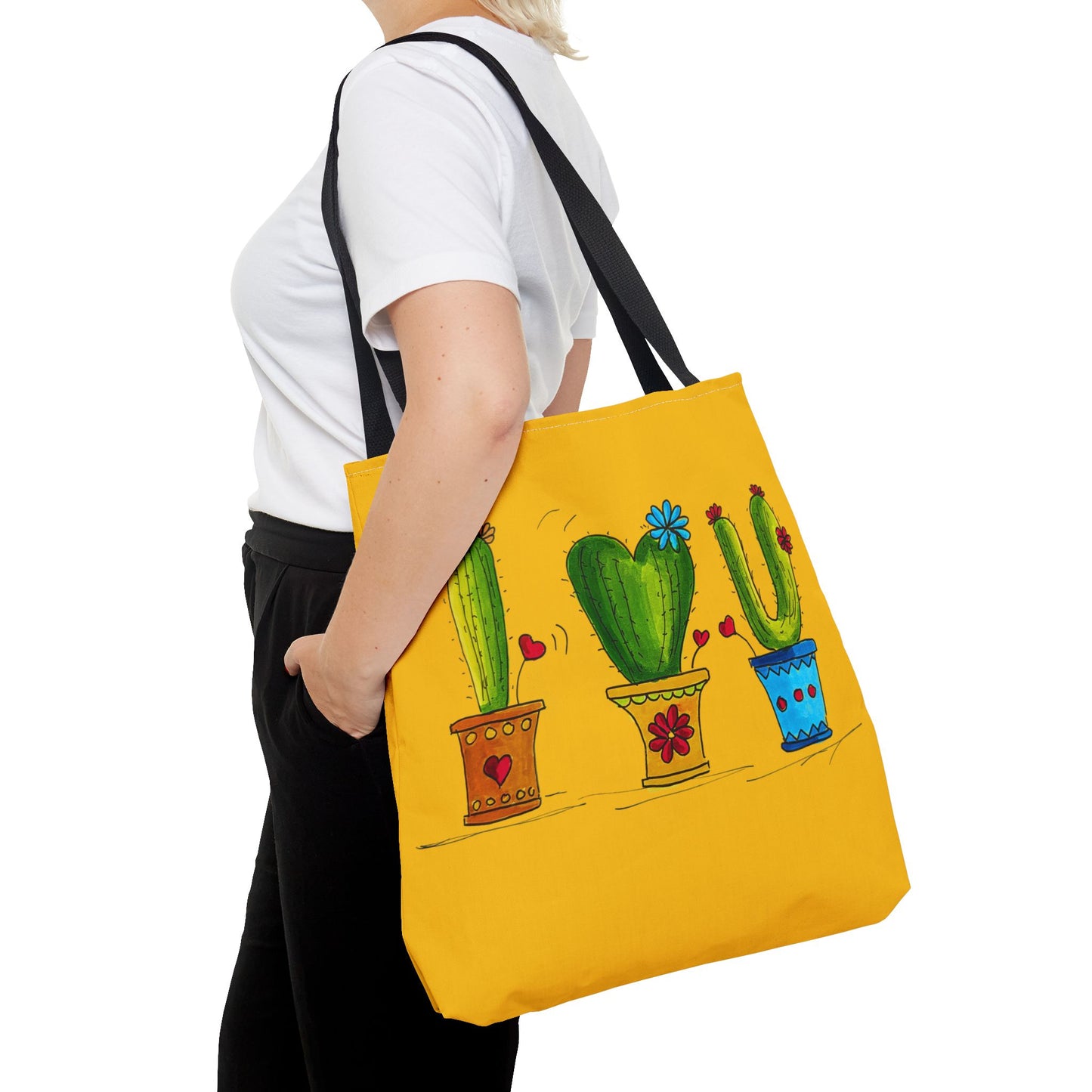 Yellow tote bag with cactus