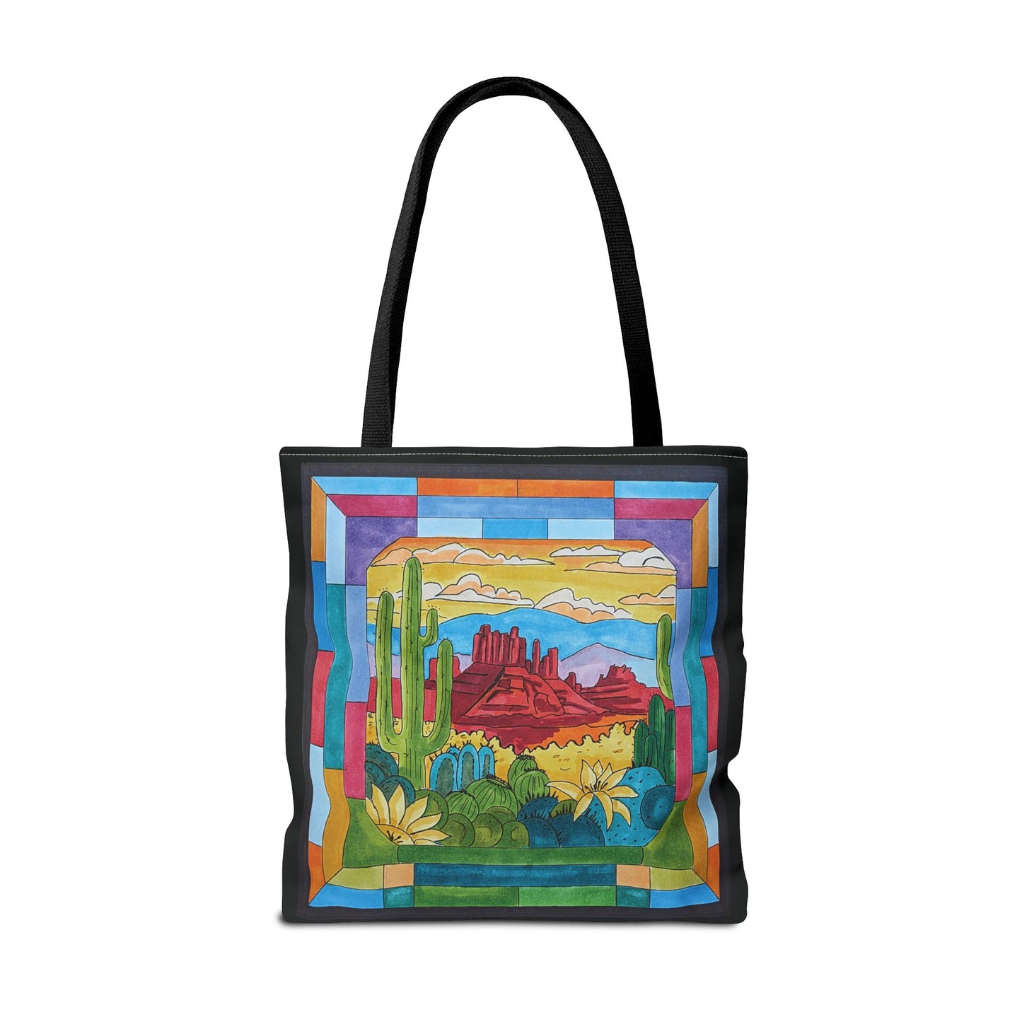 Sedona stained glass window art printed on a tote bag - 3 sizes - my original art