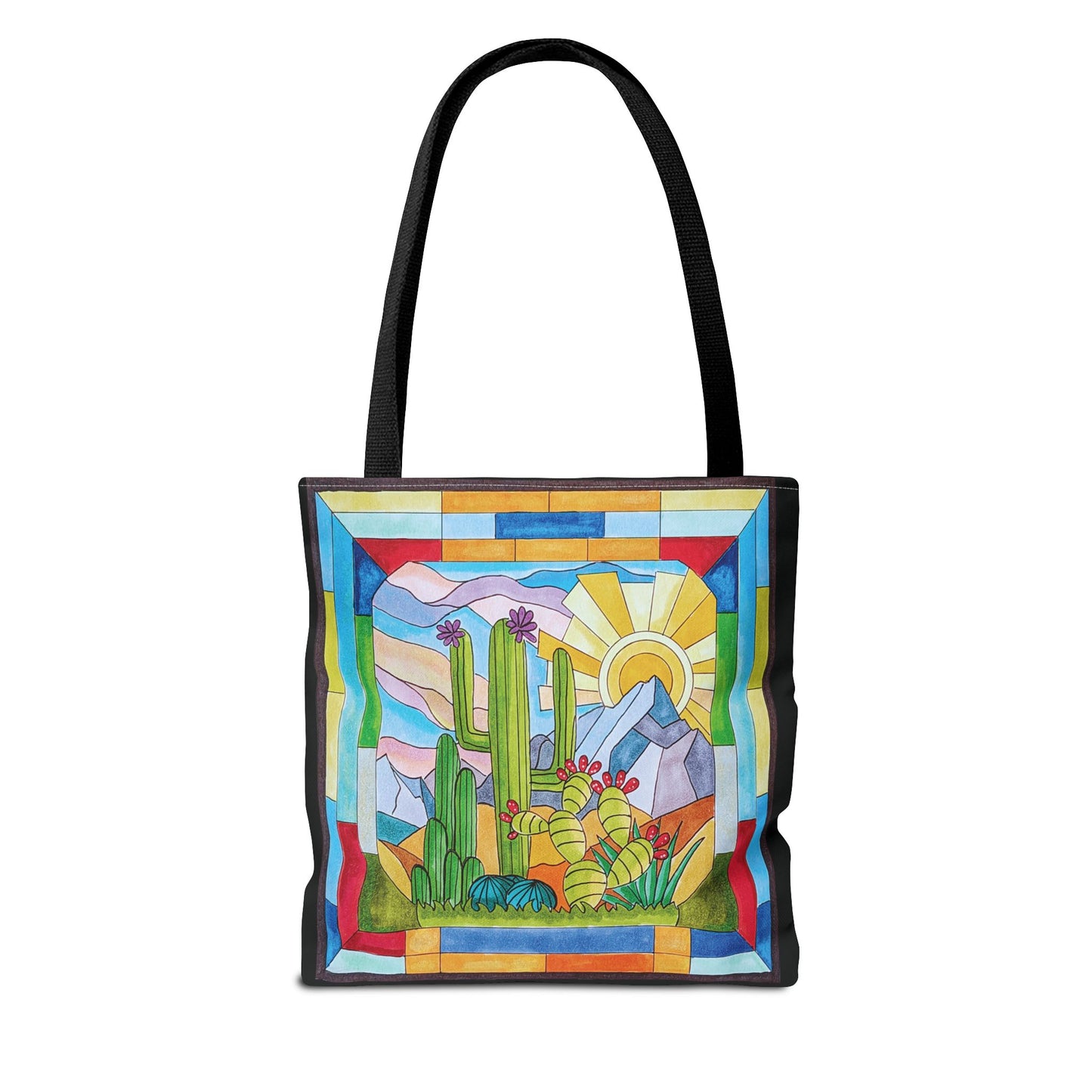 Stained glass window original art tote bag
