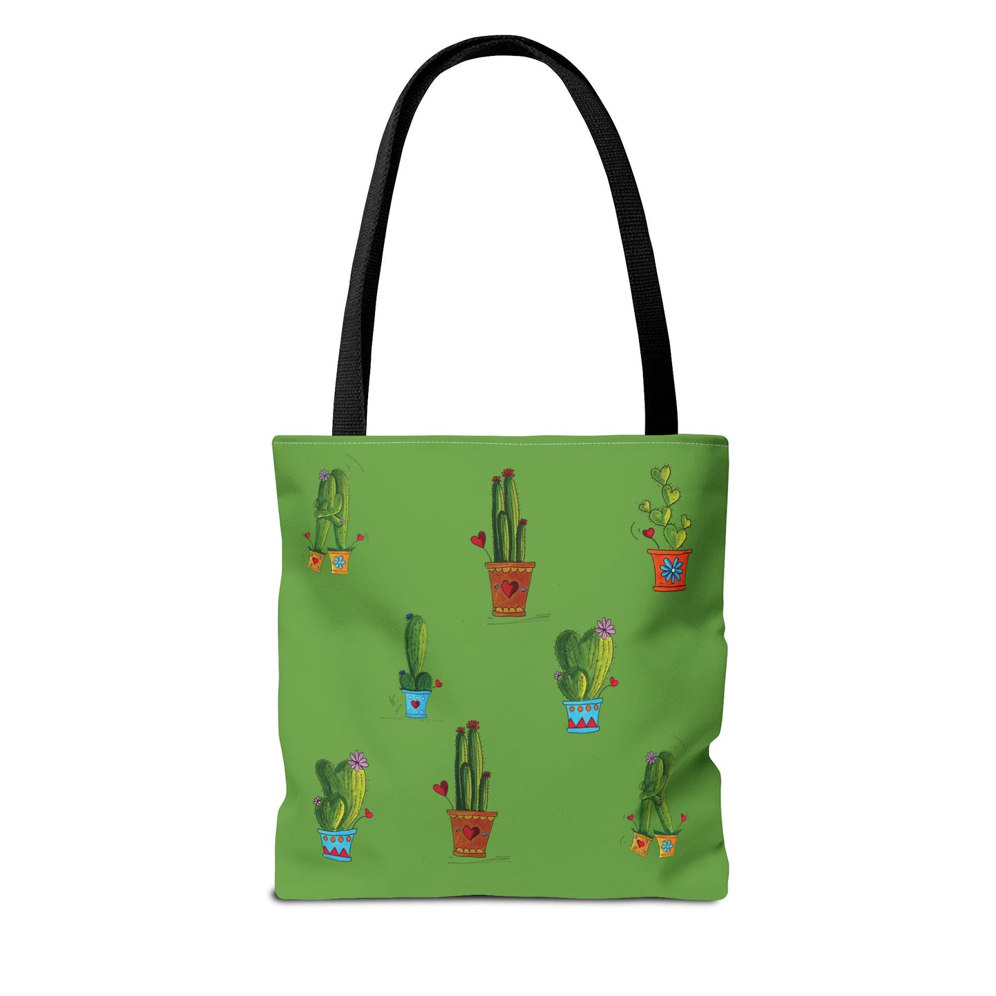 Green cactus in a pot Tote bag with my original doodles drawings printed on it