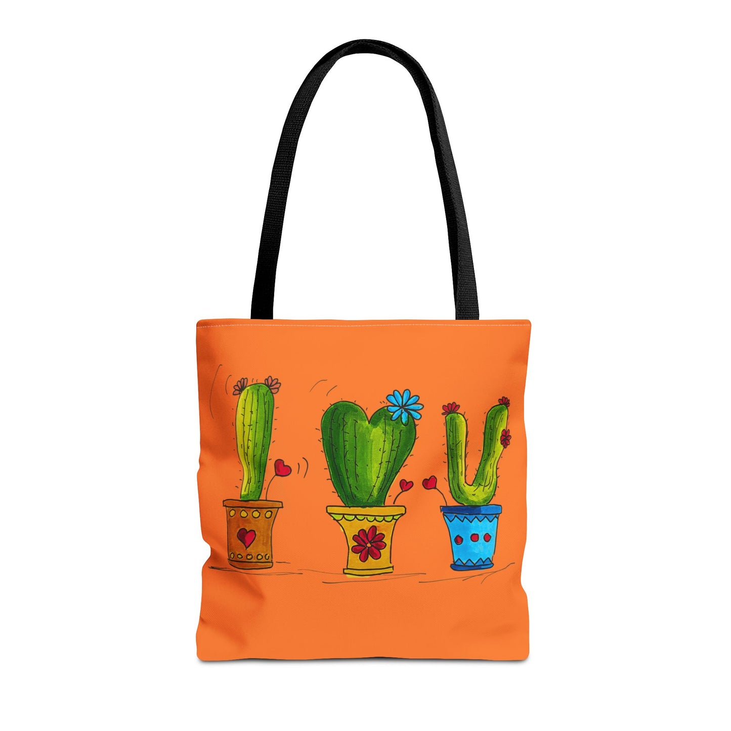 Orange tote bag with cactus