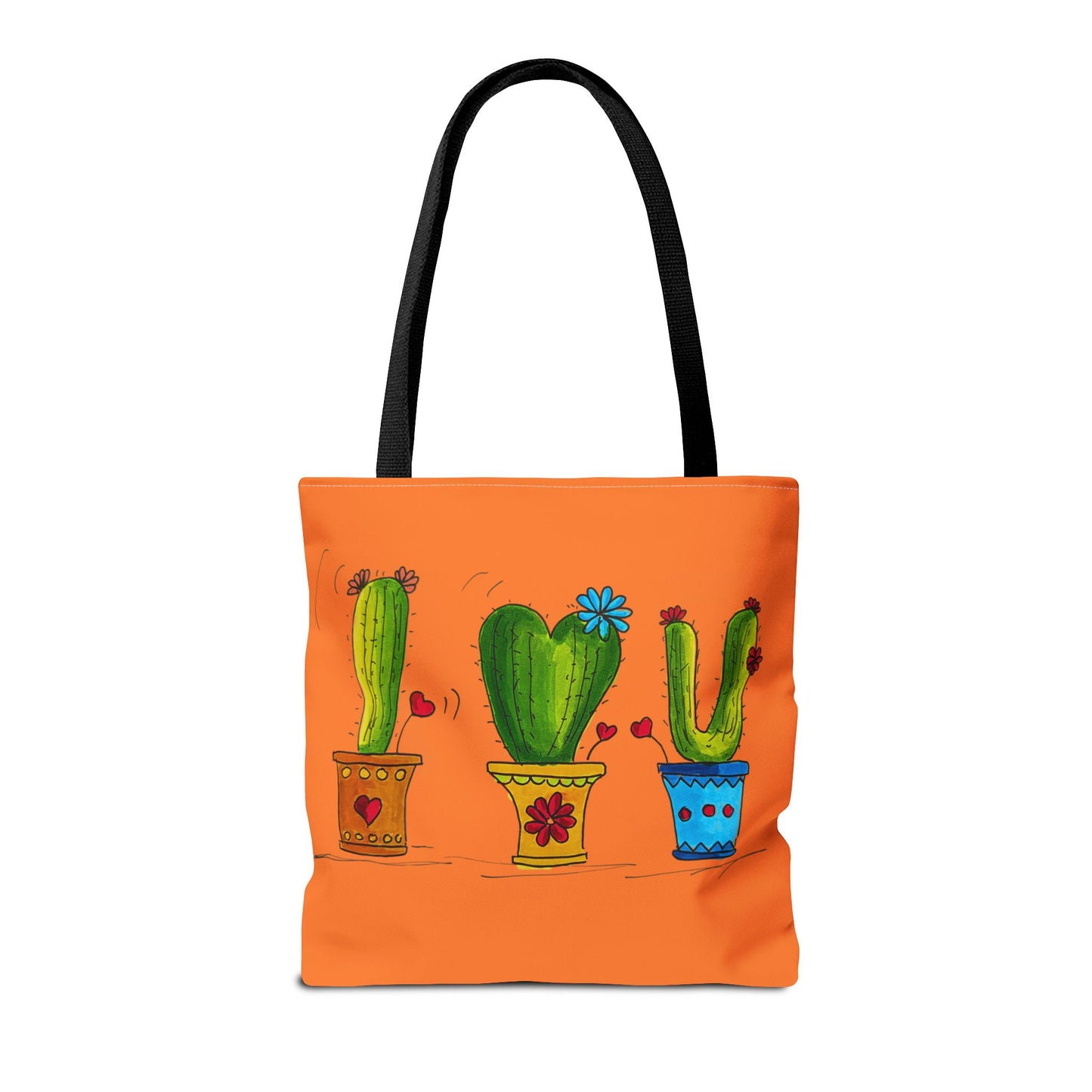 Orange tote bag with cactus