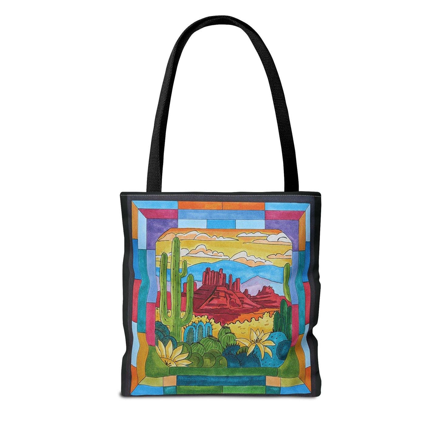 Sedona stained glass window art printed on a tote bag - 3 sizes - my original art