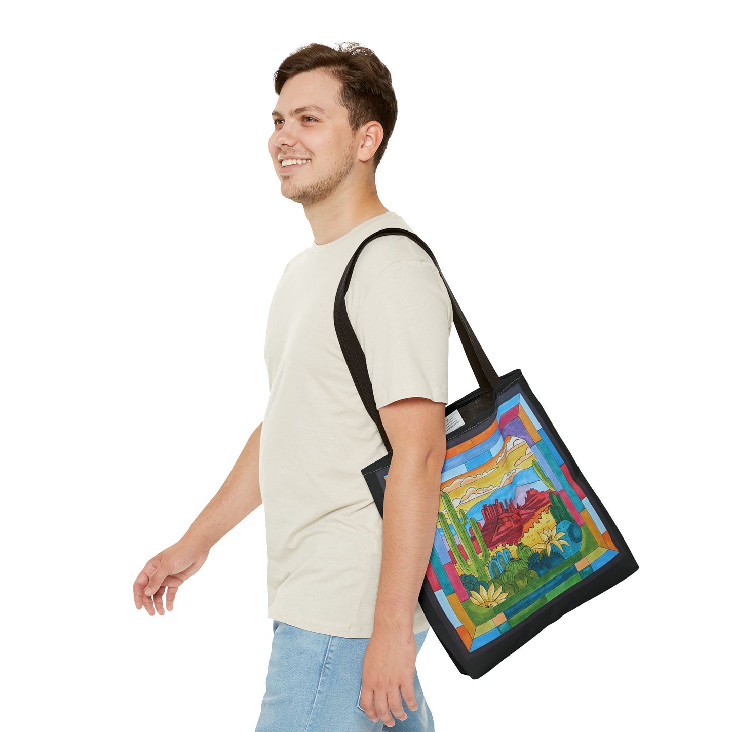 Sedona stained glass window art printed on a tote bag - 3 sizes - my original art
