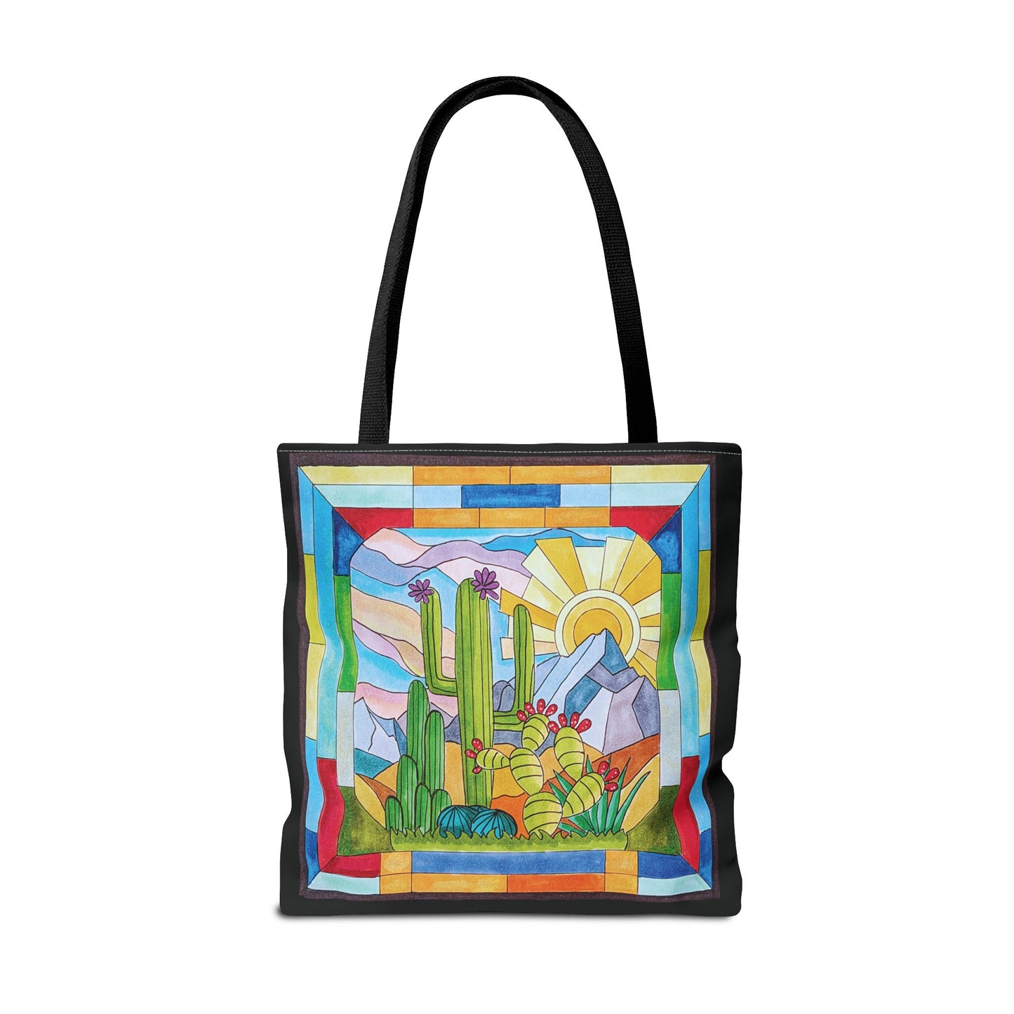 Stained glass window original art tote bag