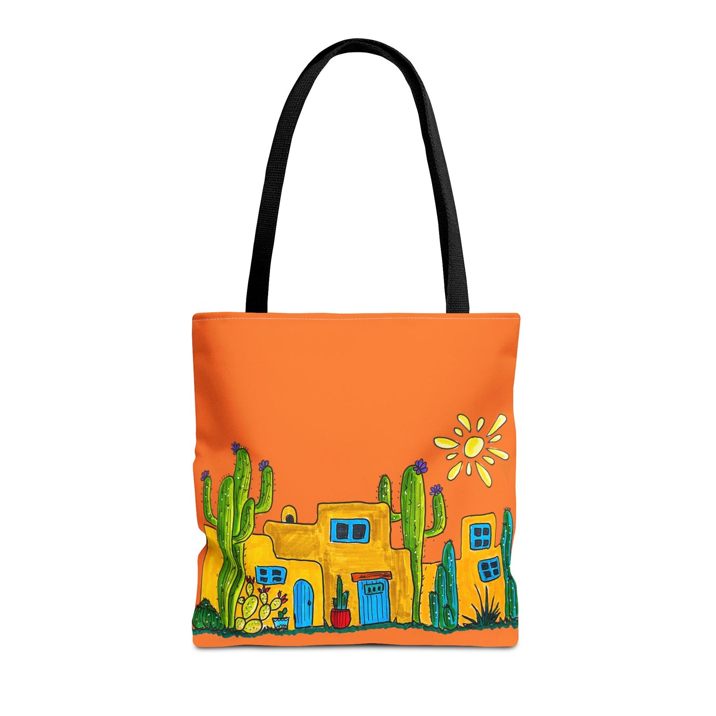 Tote bag with desert scenery in orange