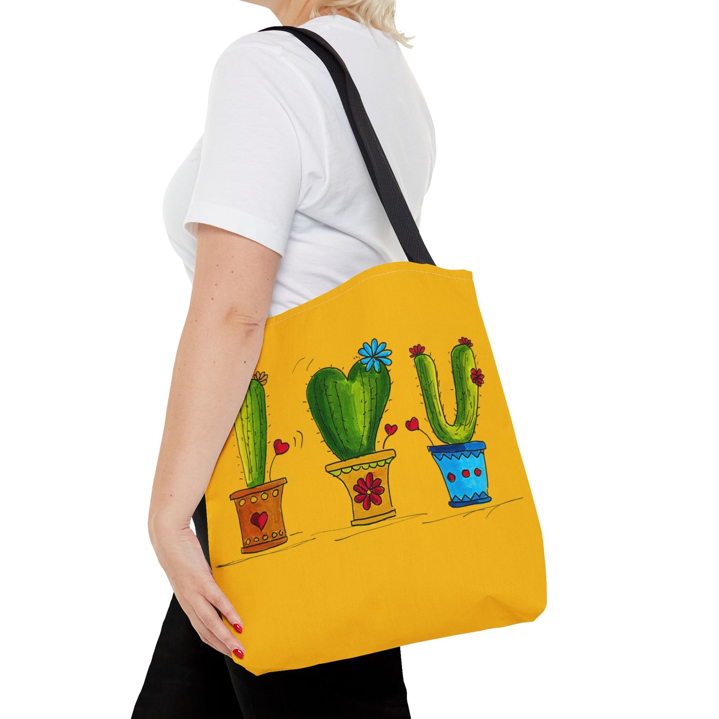 Yellow tote bag with cactus