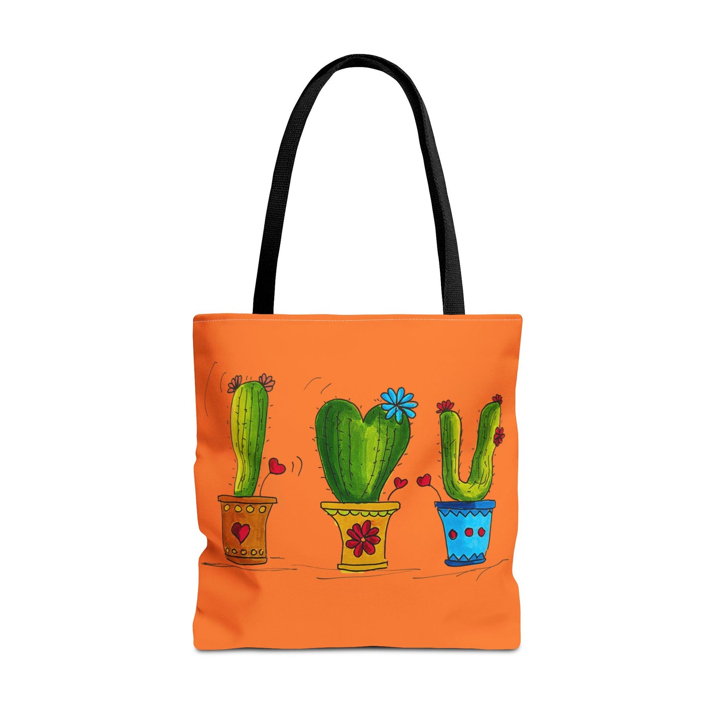 Orange tote bag with cactus