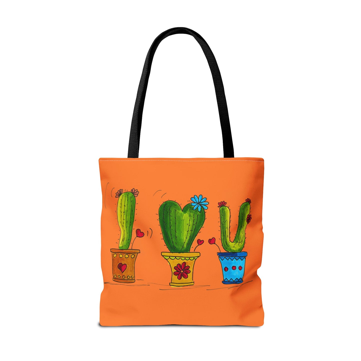 Orange tote bag with cactus