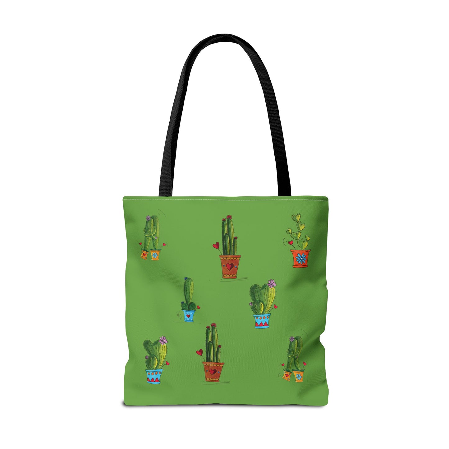 Green cactus in a pot Tote bag with my original doodles drawings printed on it