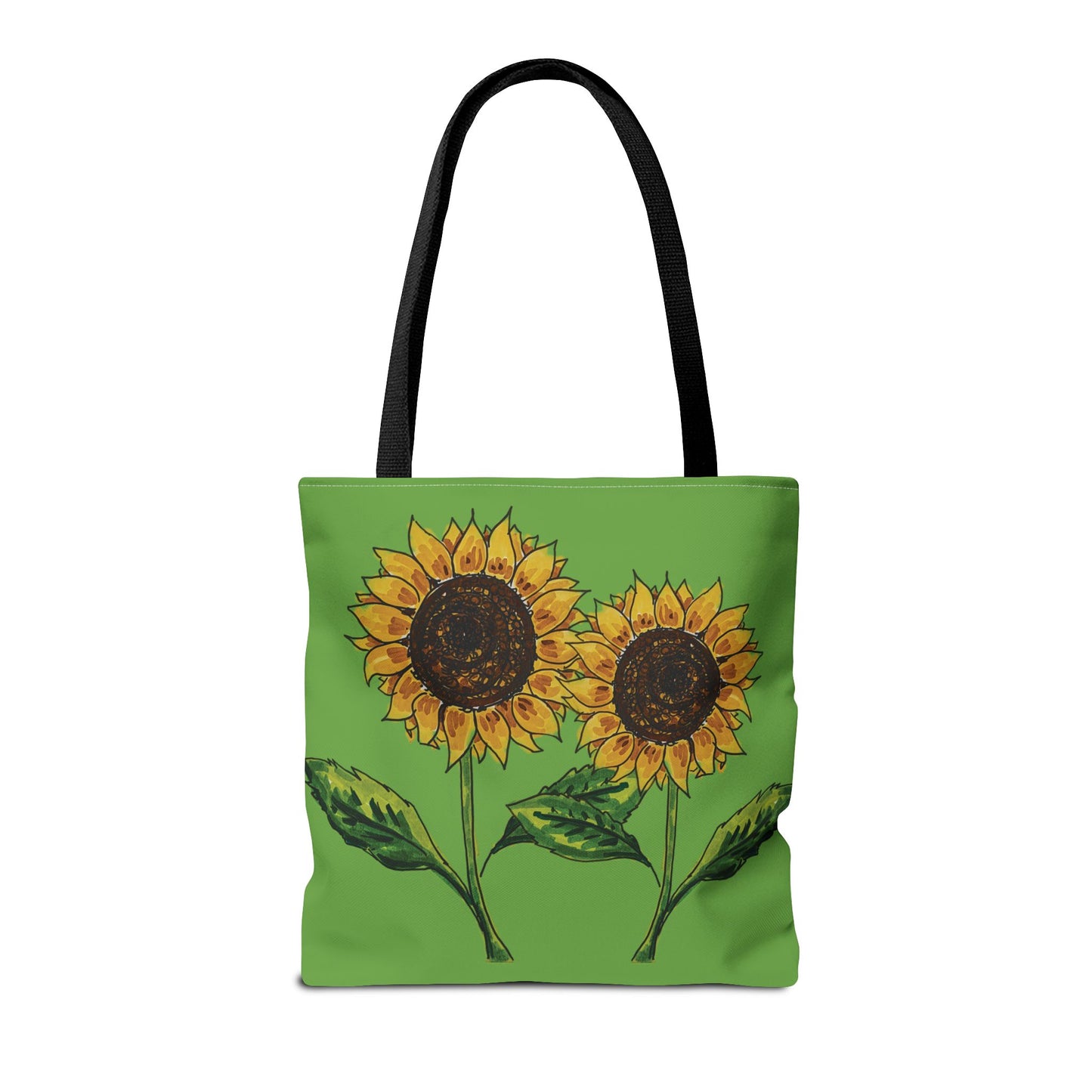 sunflowers tote with my own drawings - green