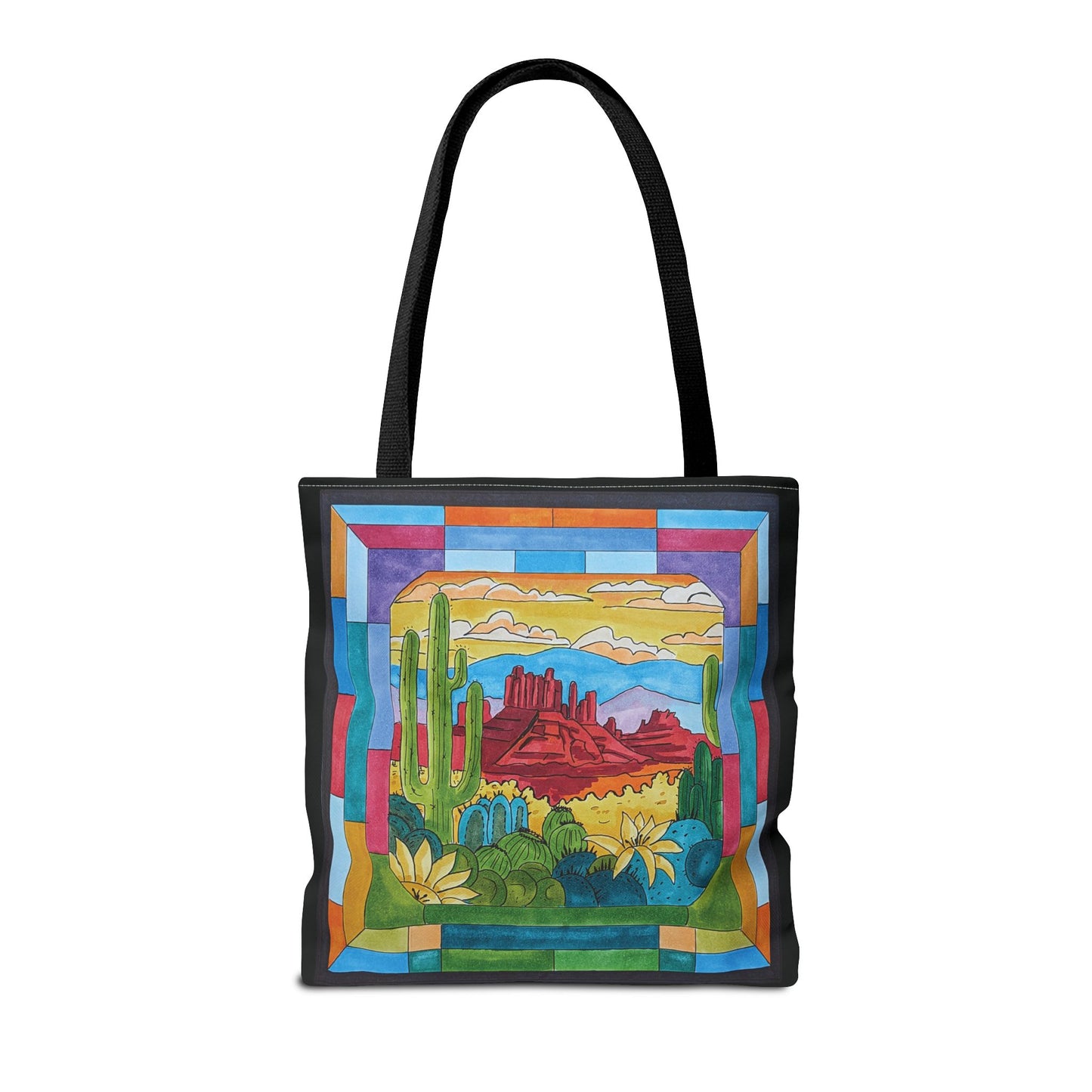 Sedona stained glass window art printed on a tote bag - 3 sizes - my original art