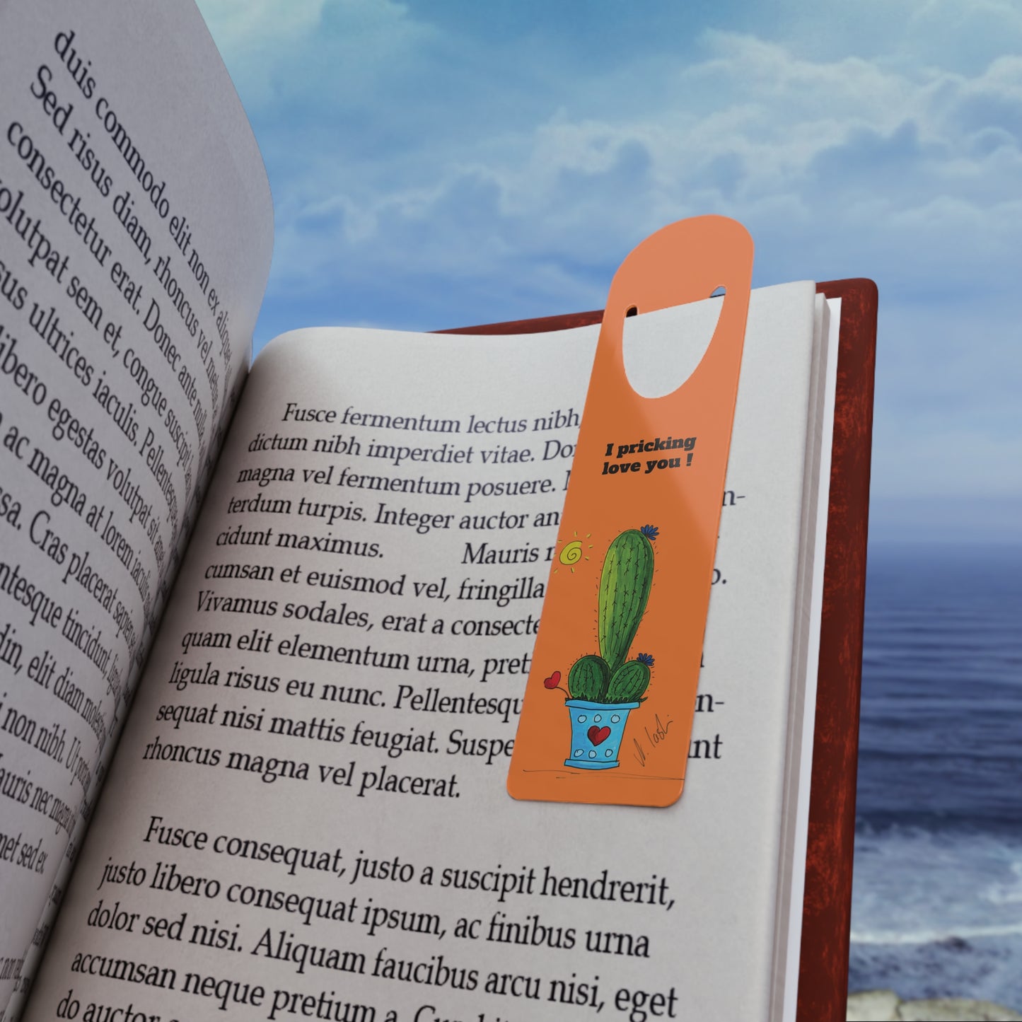 Funny Cactus Bookmark - original doodle drawn by me - bookmark with a pun - orange