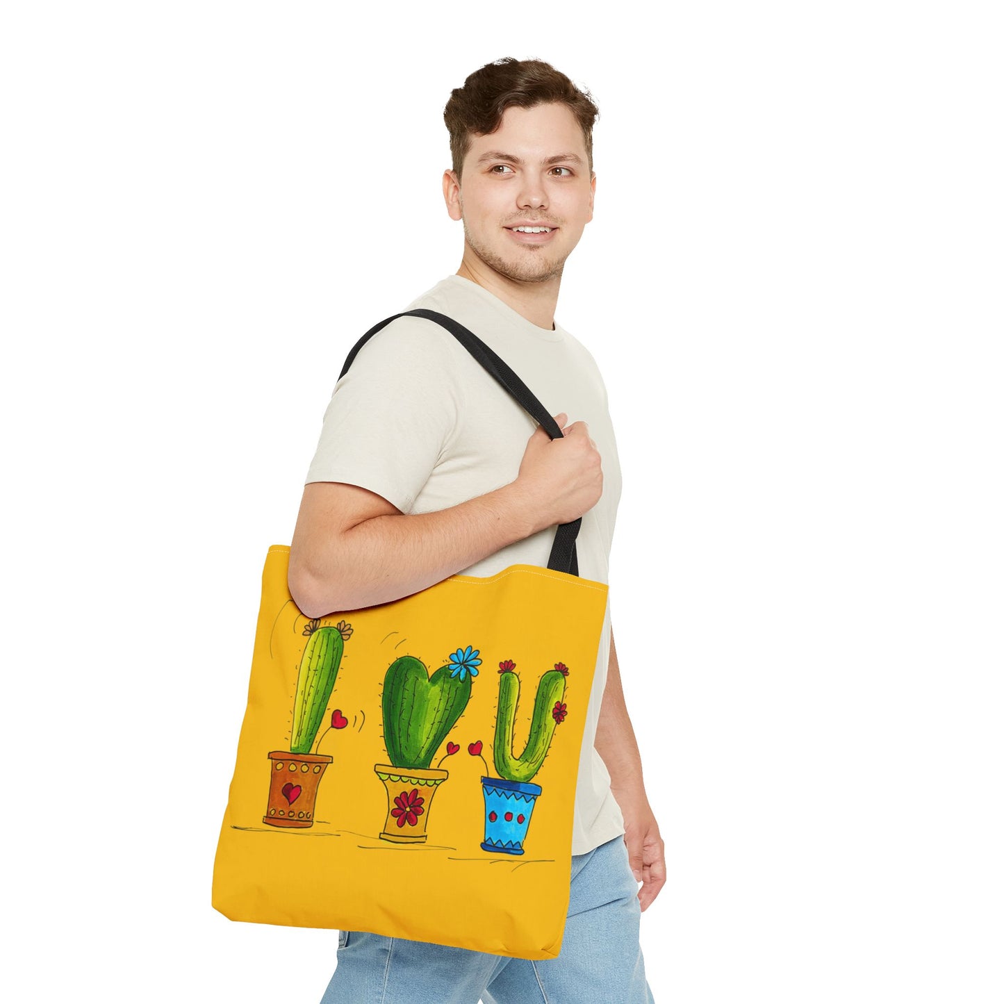Yellow tote bag with cactus