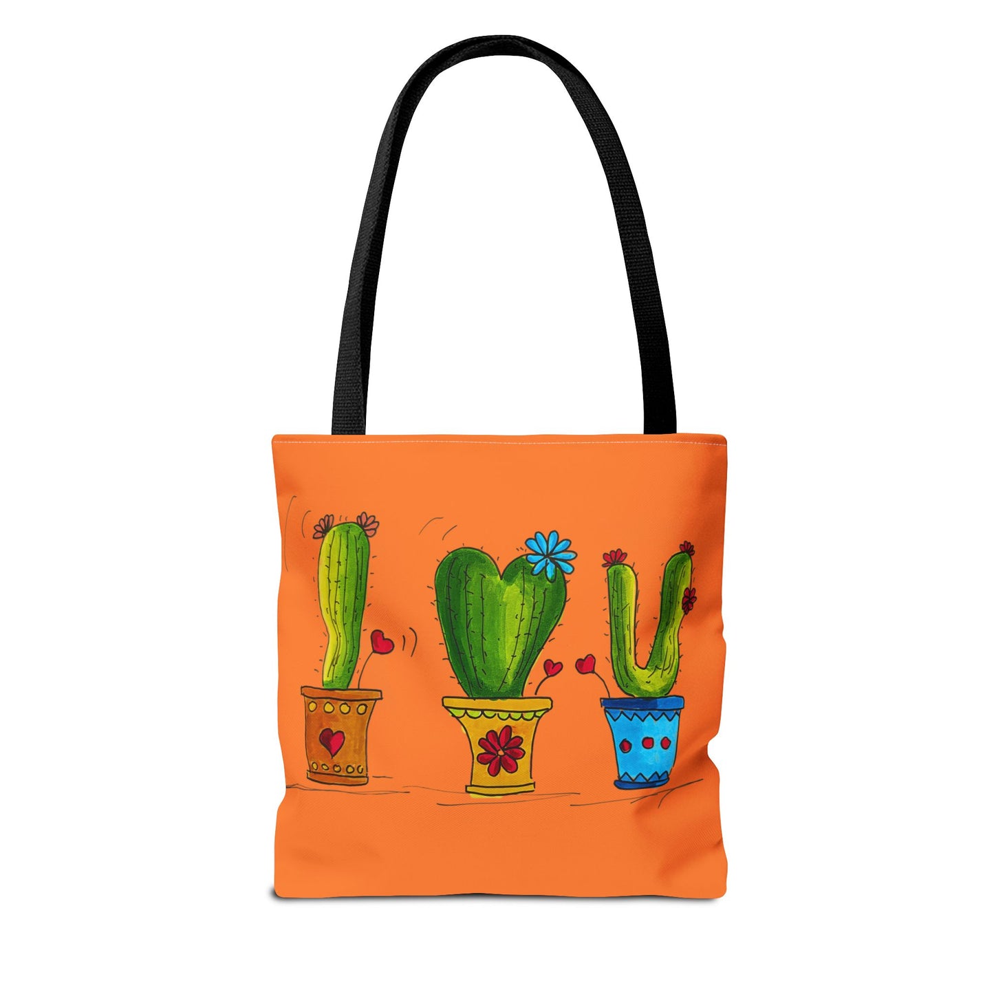 Orange tote bag with cactus