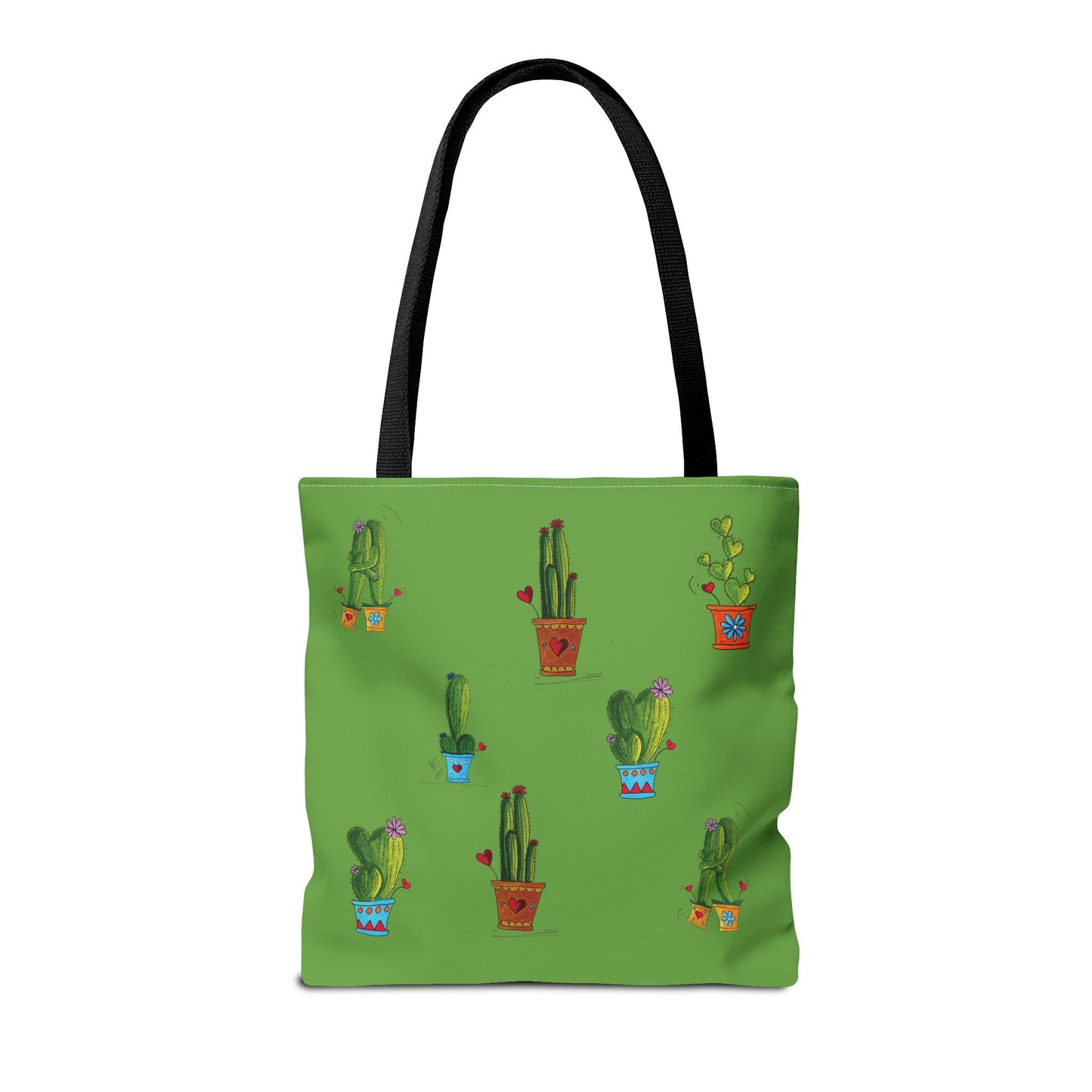 Green cactus in a pot Tote bag with my original doodles drawings printed on it
