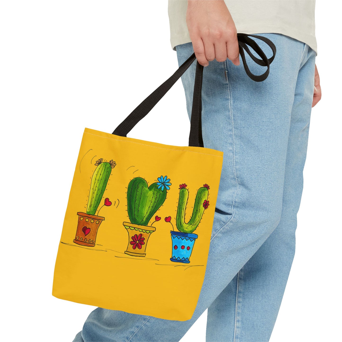 Yellow tote bag with cactus