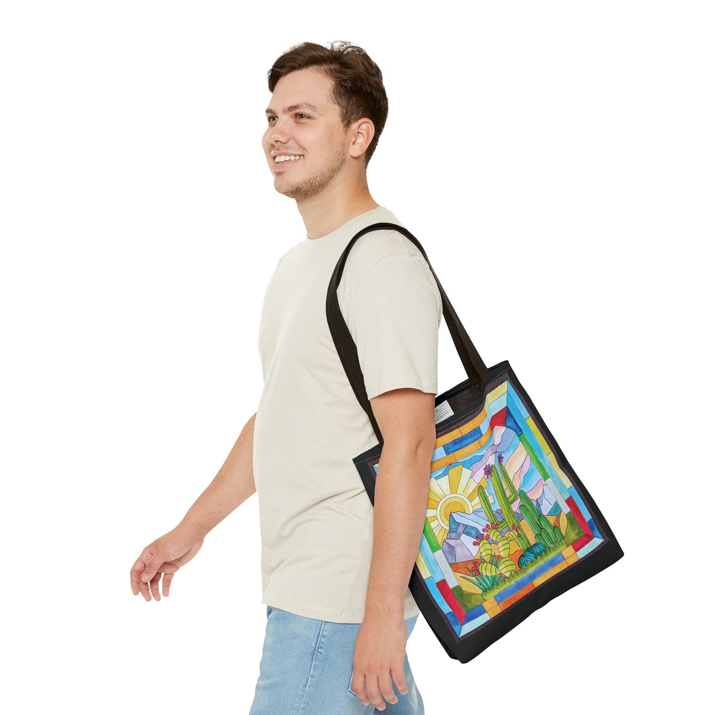 Stained glass window original art tote bag