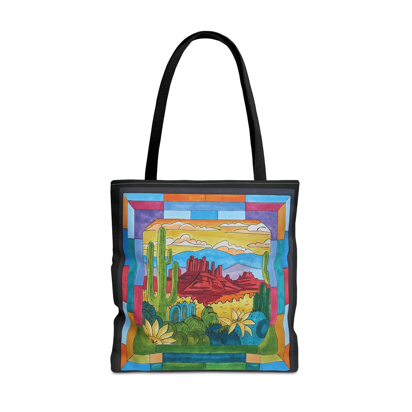 Sedona stained glass window art printed on a tote bag - 3 sizes - my original art