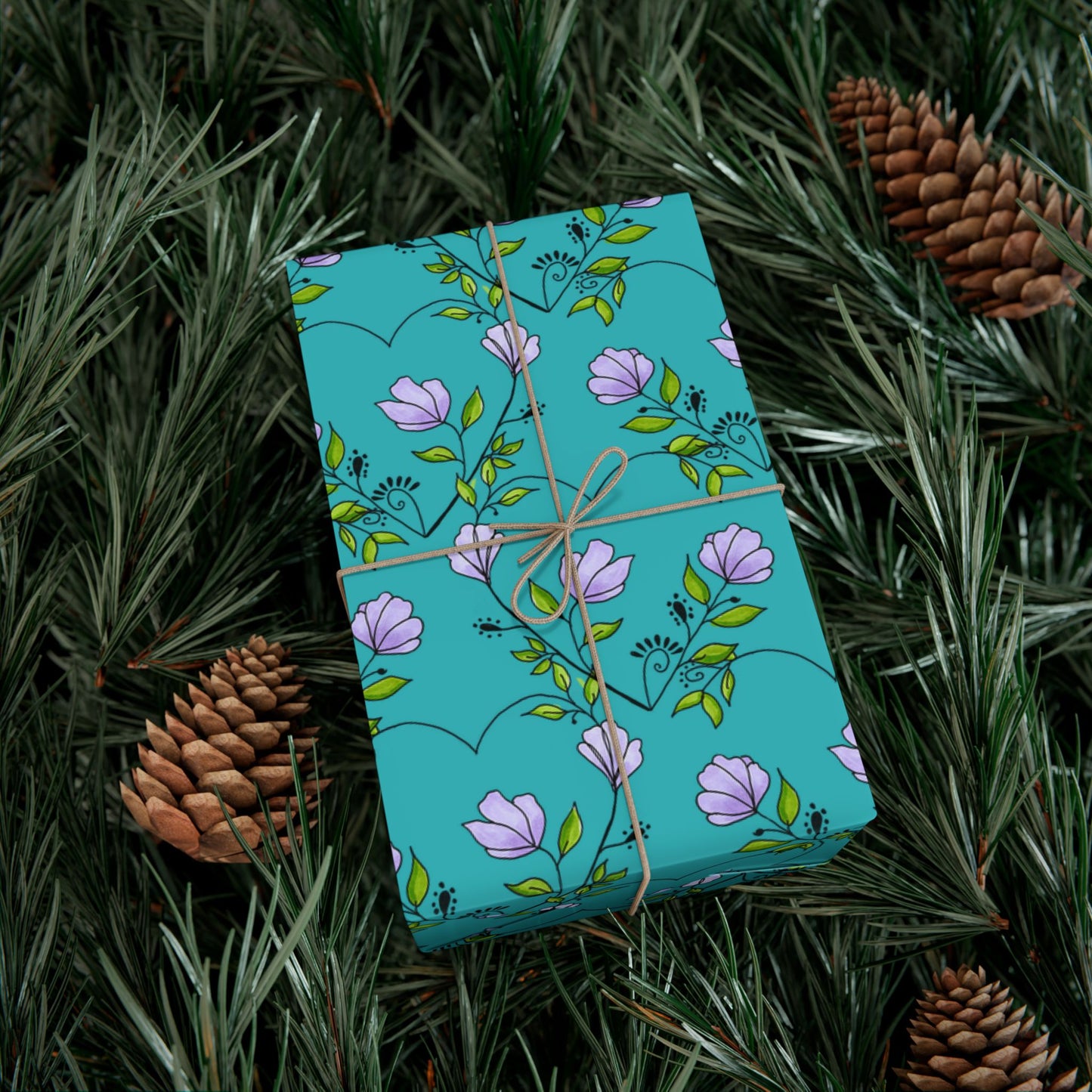 Flower heart gift wrap paper