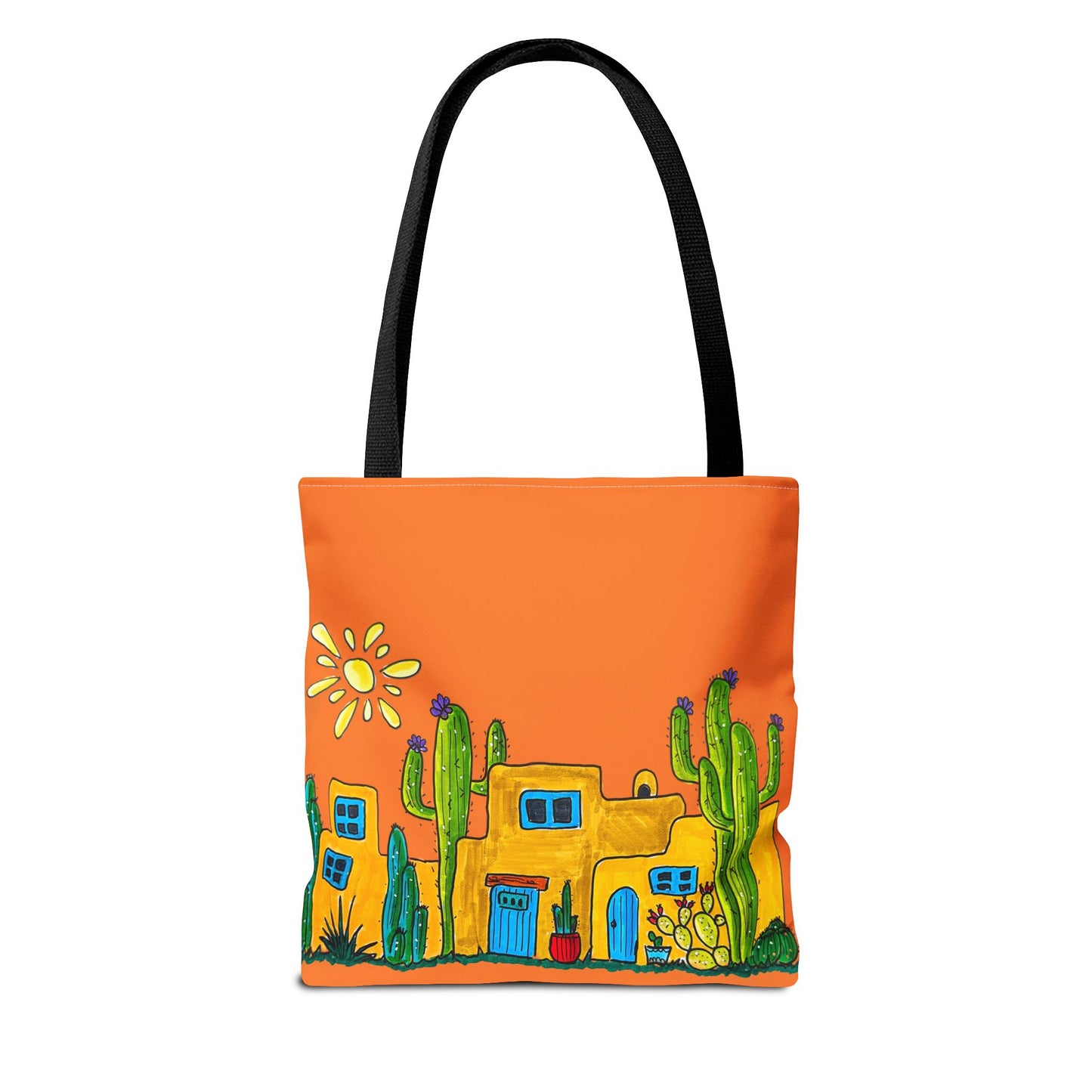 Tote bag with desert scenery in orange