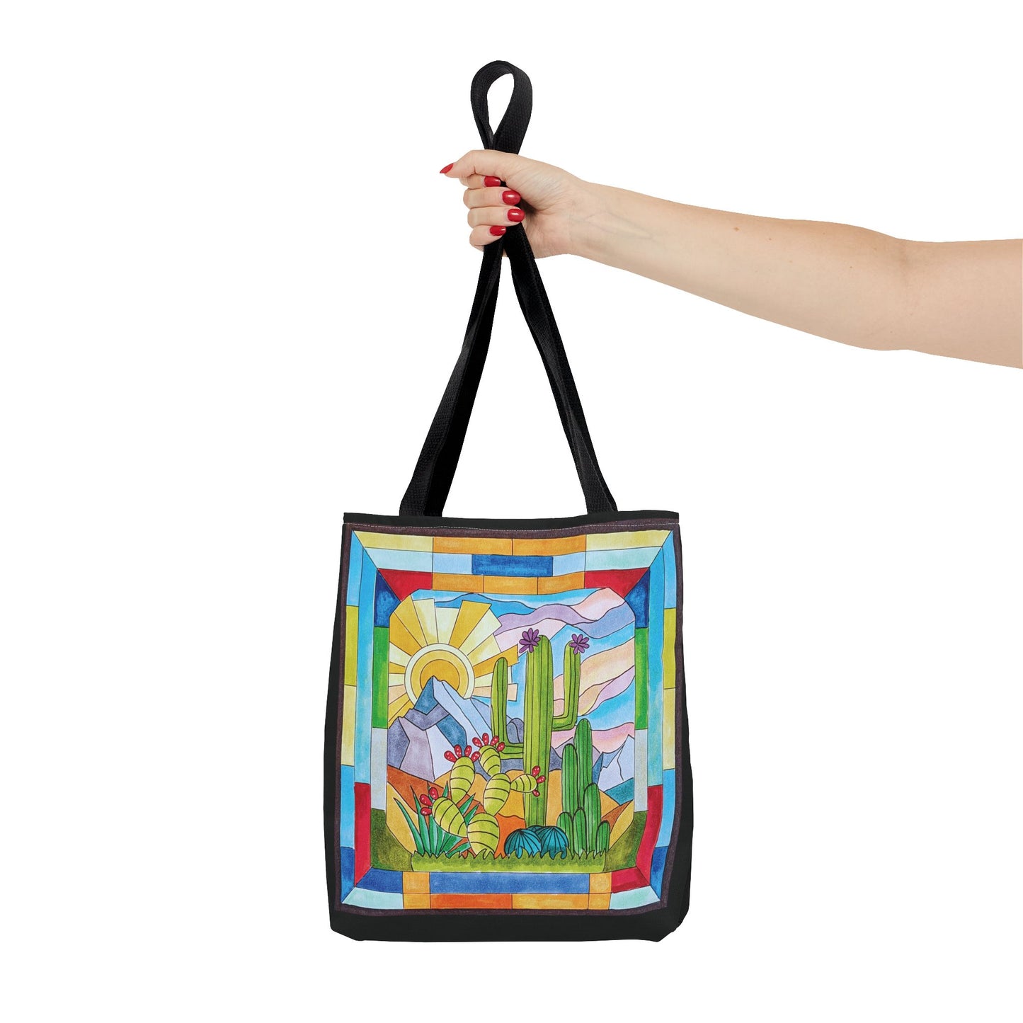 Stained glass window original art tote bag