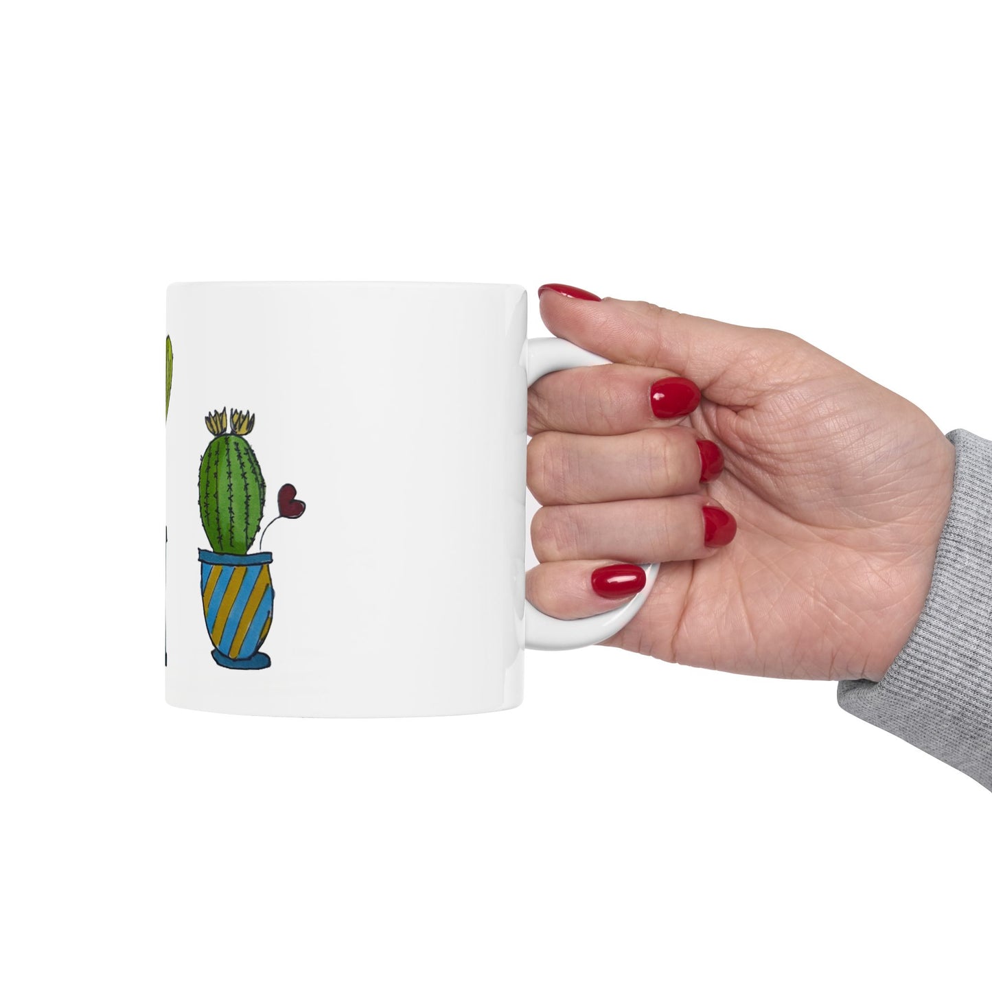 Cactus drawing coffee or tea mug made from Ceramic