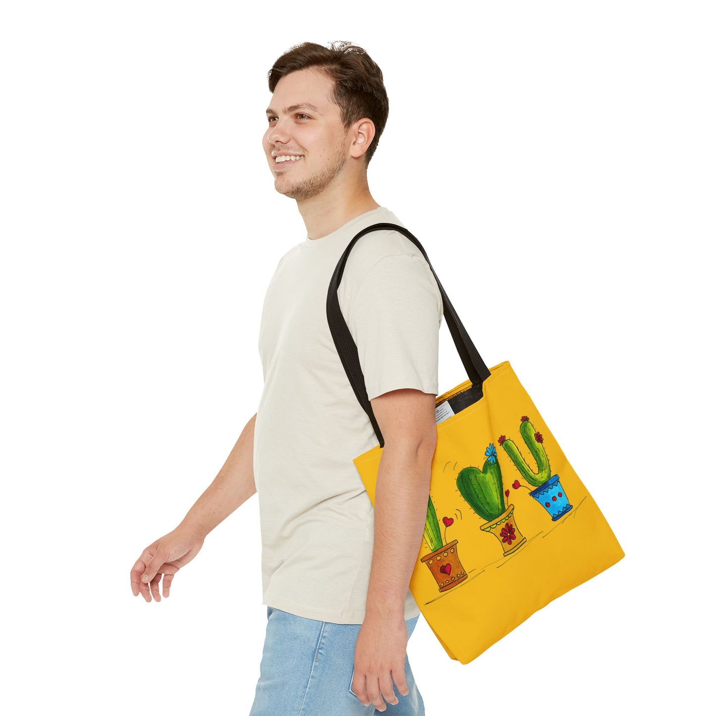 Yellow tote bag with cactus