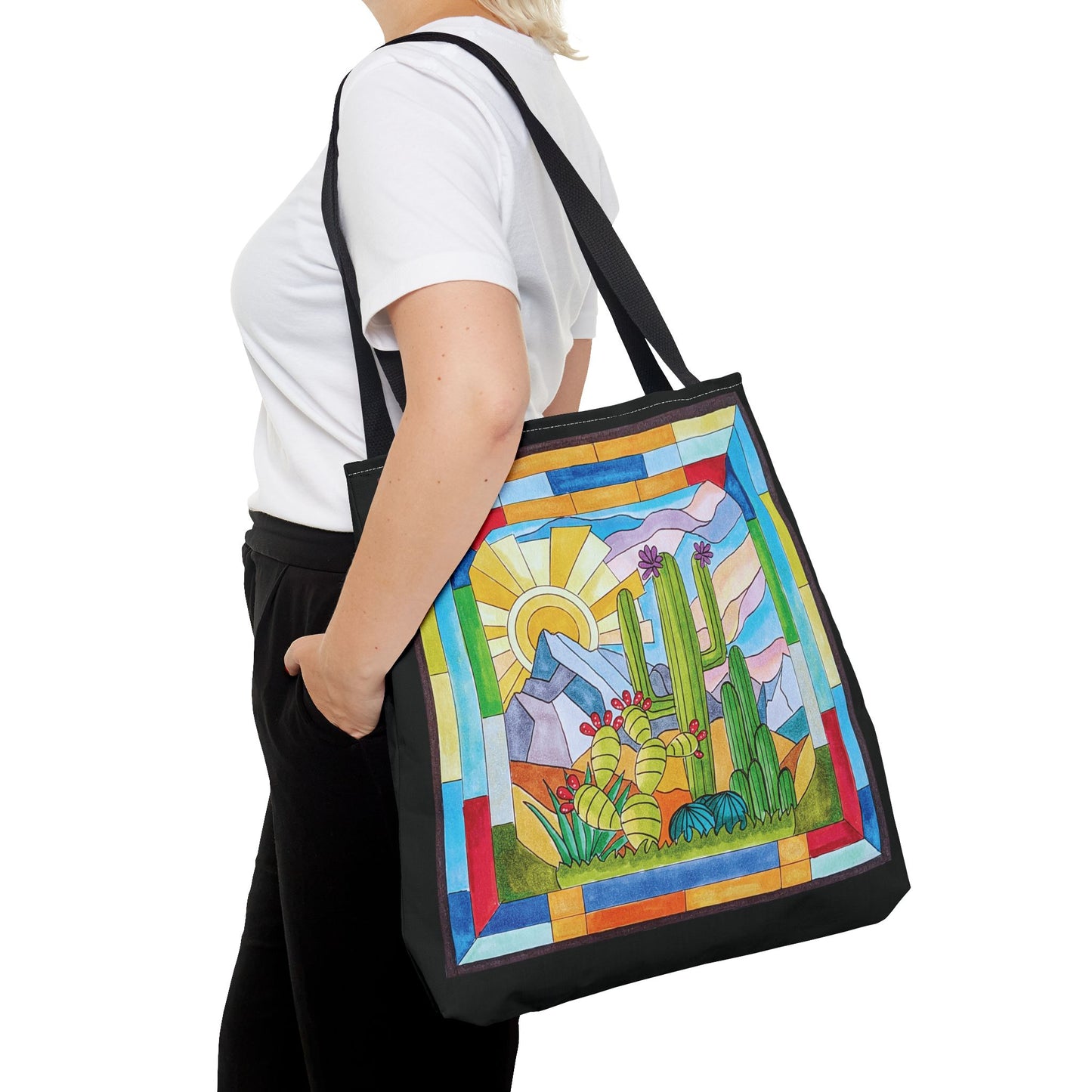 Stained glass window original art tote bag