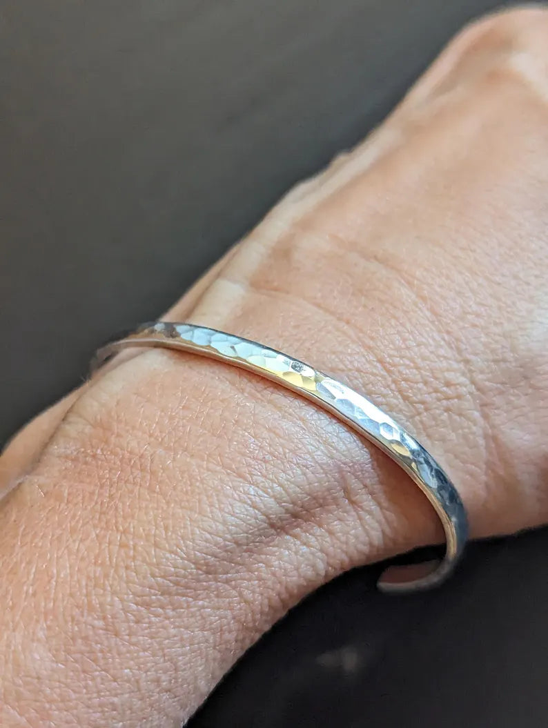 Dainty sterling silver cuff bracelet for stacking and to customize