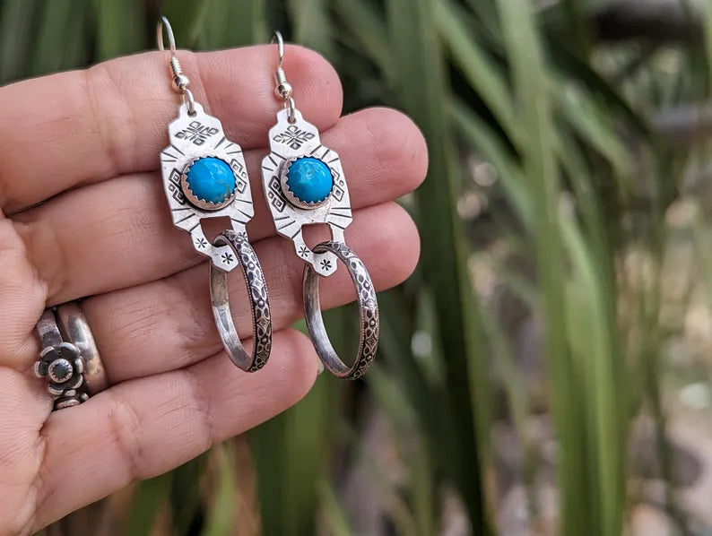 Sterling silver and Turquoise drop earrings
