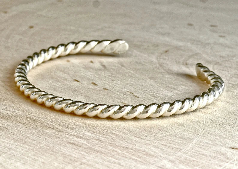 Sterling silver twisted wire cuff bracelet