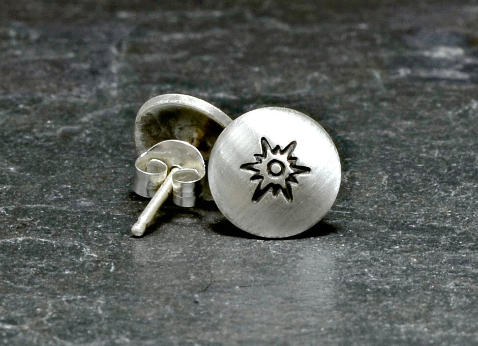 Sterling silver earrings with sun moon and star with studs