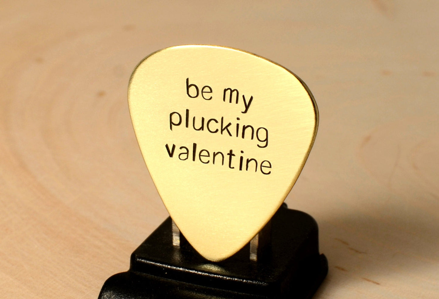 Be my plucking Valentine brass guitar pick