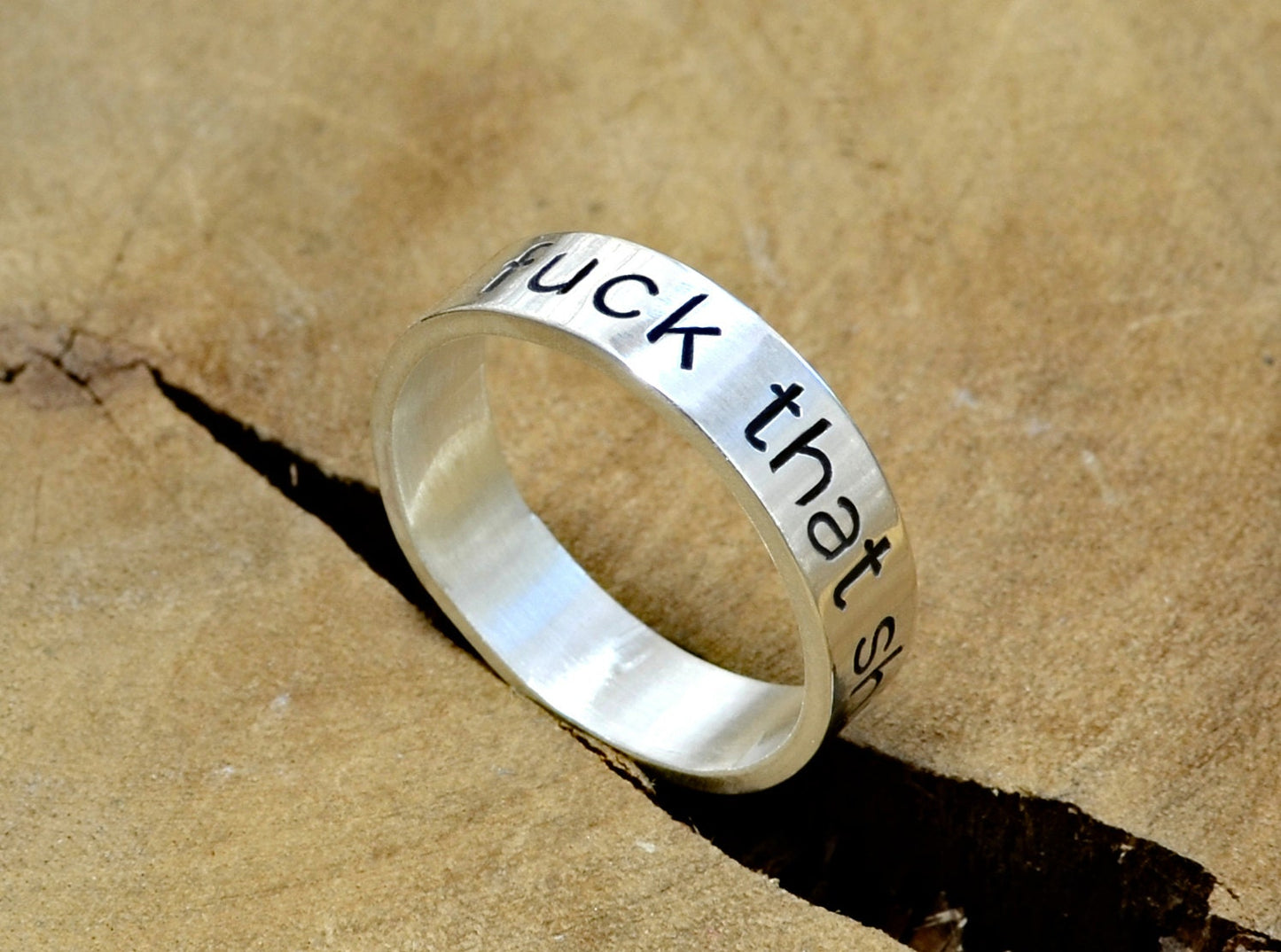 F'ck that shit ring in sterling silver