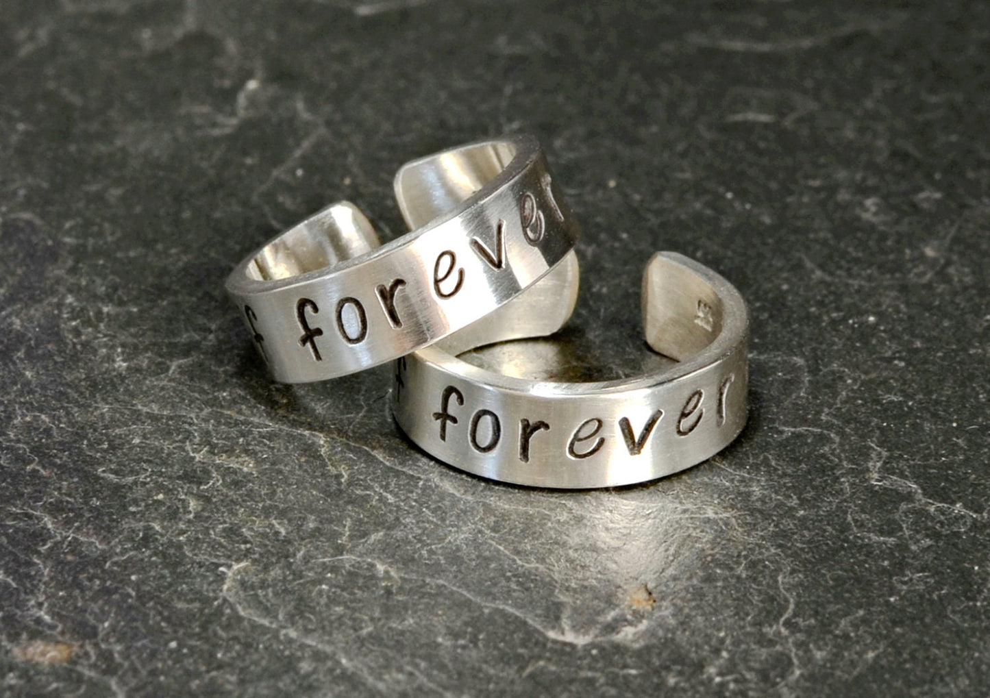 Best Friends Forever Sterling Silver Friendship Ring Set in adjustable open style