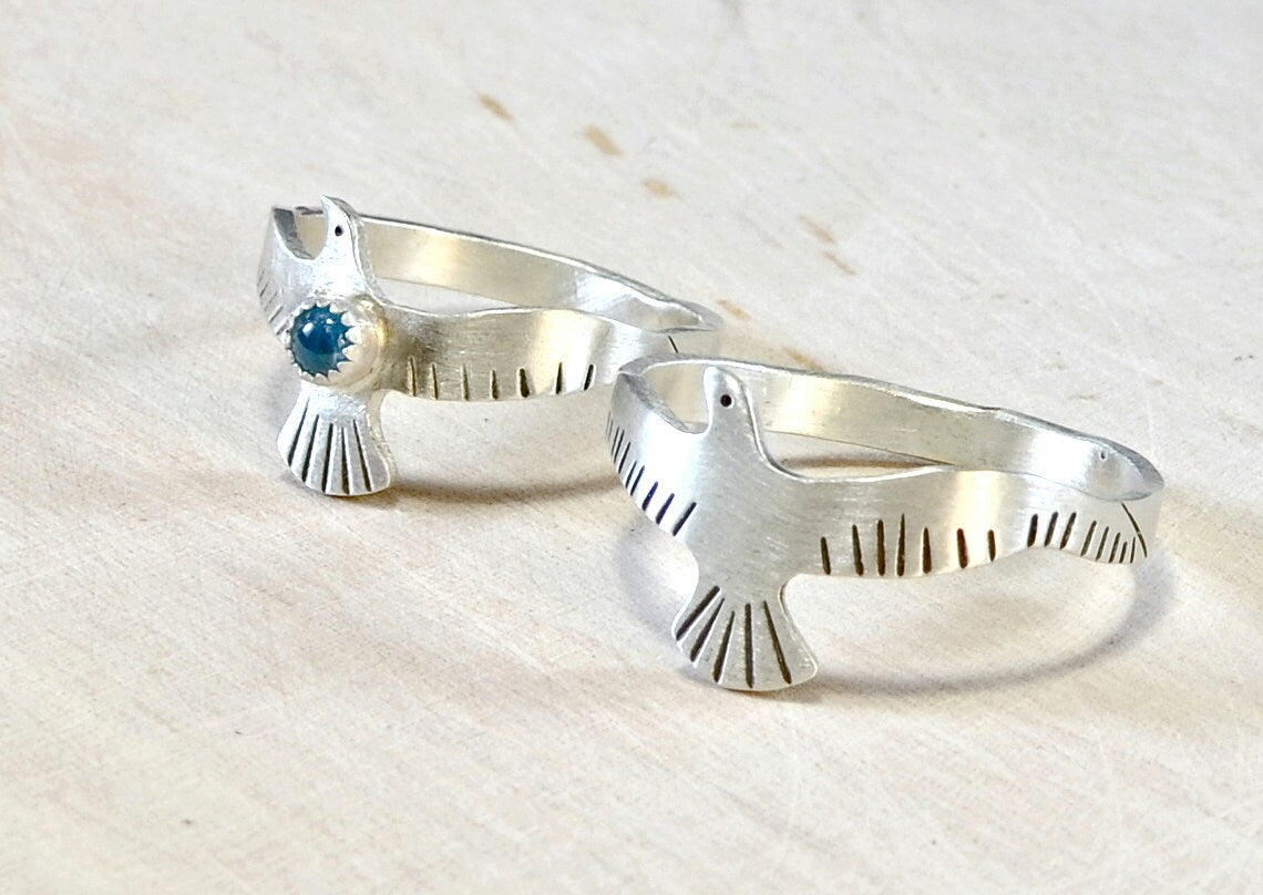 Couples Ring Set in Sterling Silver with Blue Topaz
