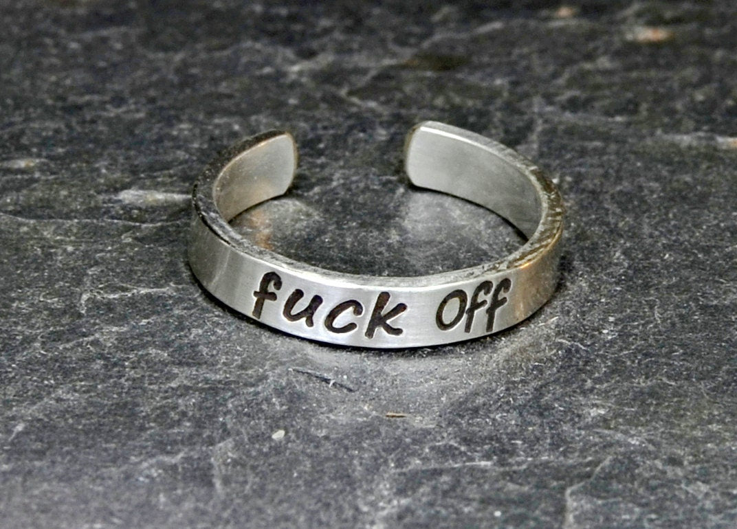 F'ck Off Toe Ring with Sterling Silver Band