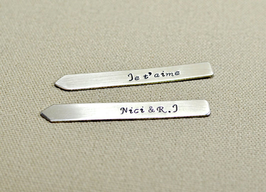 Je'Taime Sterling Silver Collar Stays in French