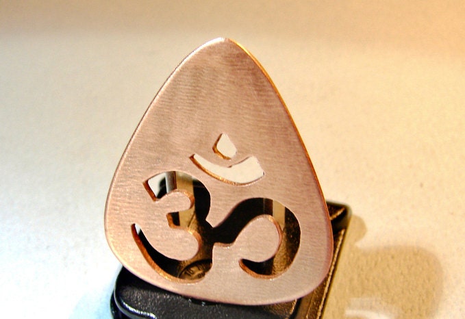 Cuitar Pick with Om "Aum" Design in Copper