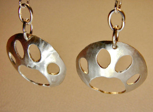 Paw Design Sterling Silver Dangle Earrings