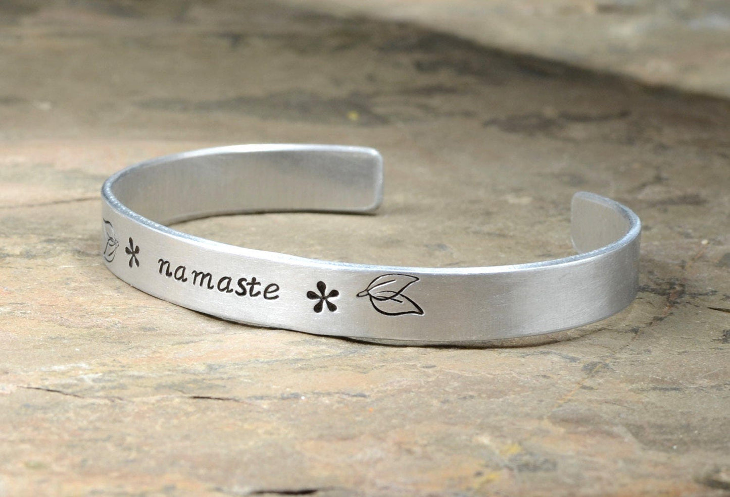 Aluminum Namaste Cuff Bracelet and Yoga Jewelry