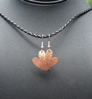 Heart Shaped Hammered Copper Dangle Earrings for Love