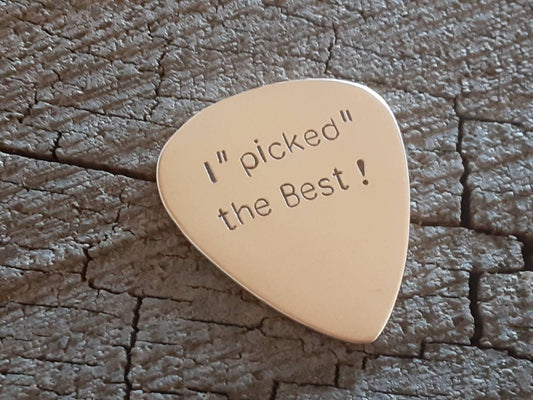 Bronze guitar pick for anniversaries and valentines day