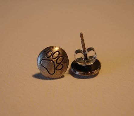 Paw Design Sterling Silver Stud Earrings
