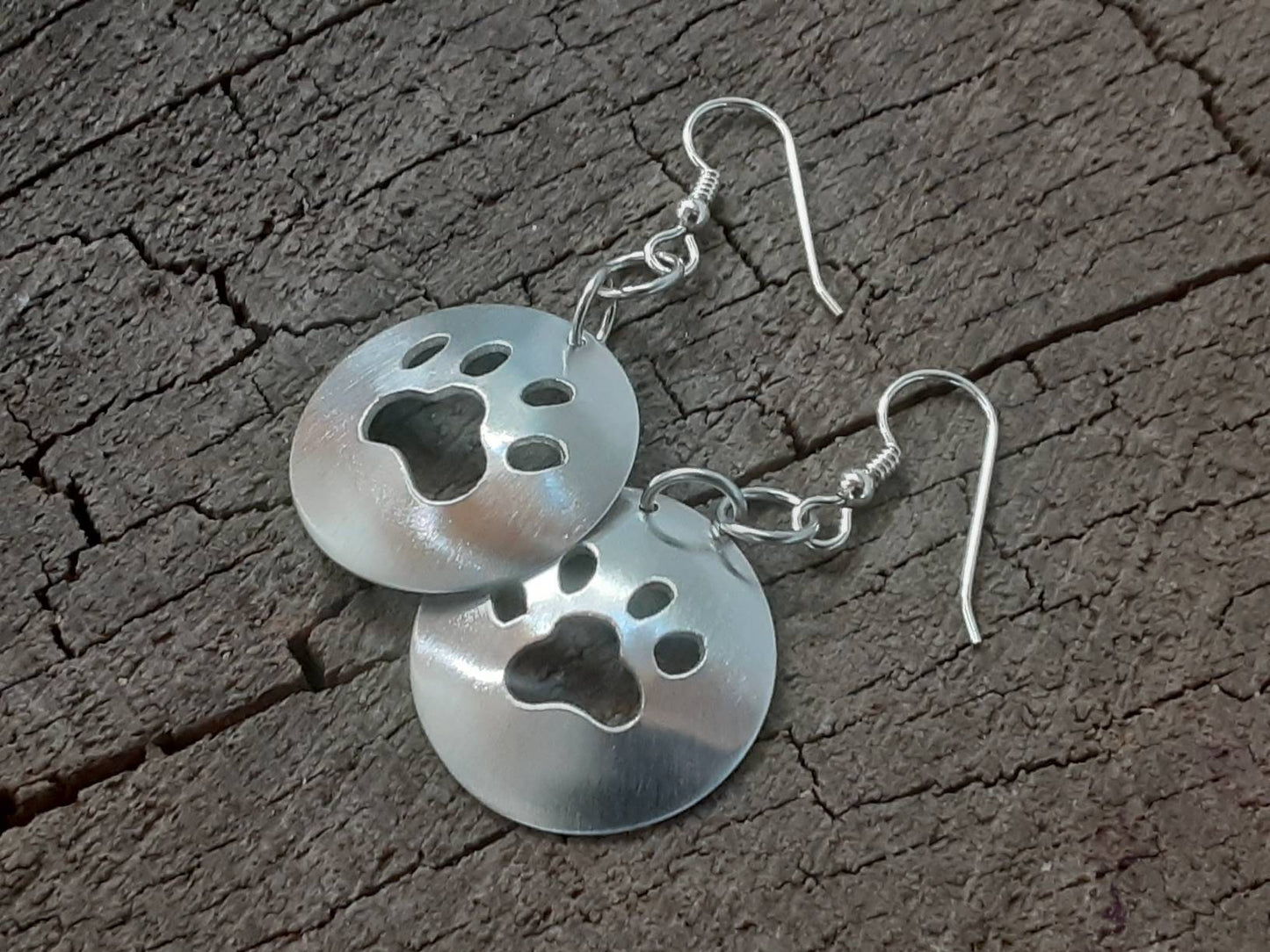 Sterling silver paw dangle earrings