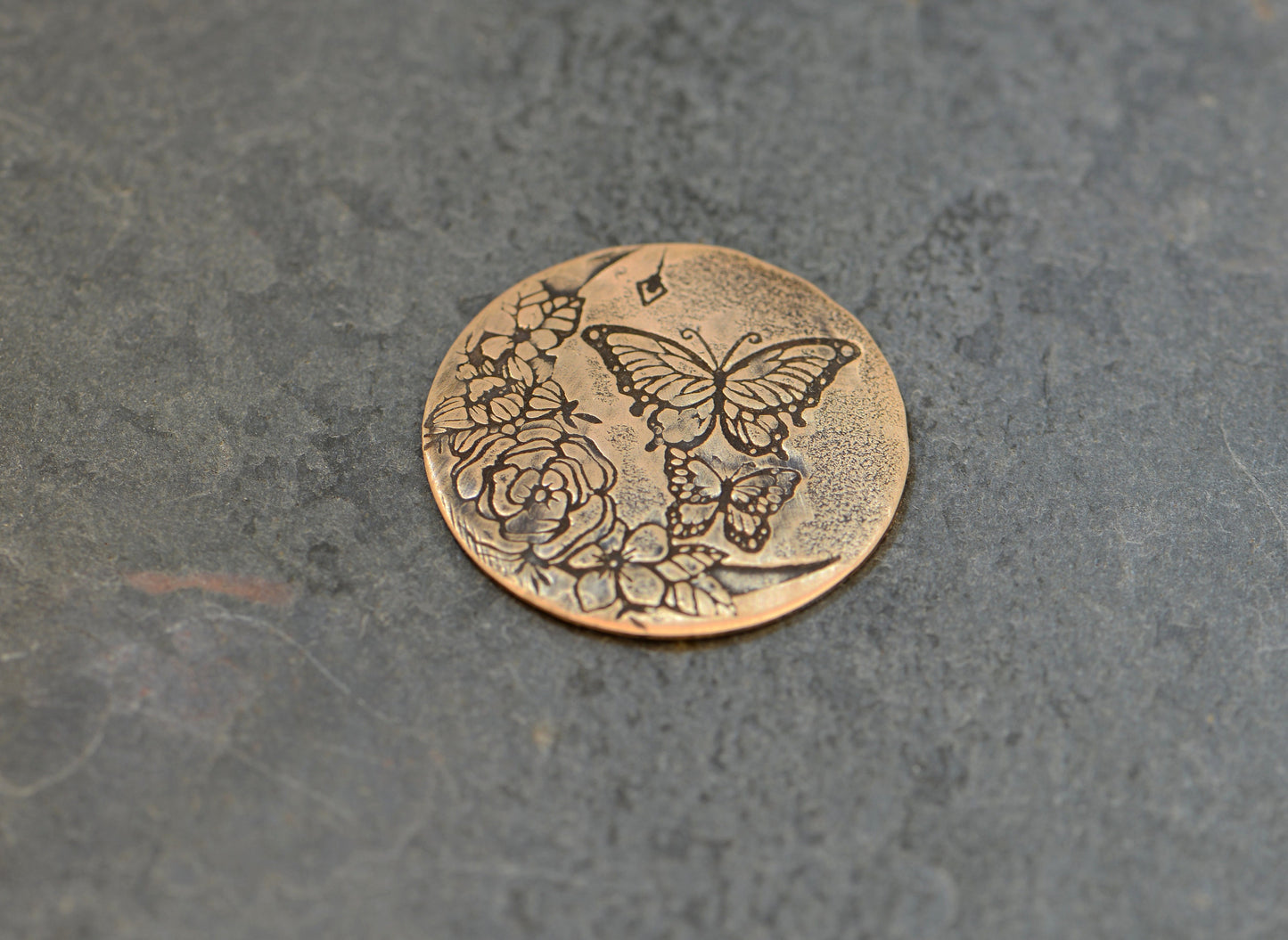 Butterfly and Floral Artistic Copper Golf Ball Marker