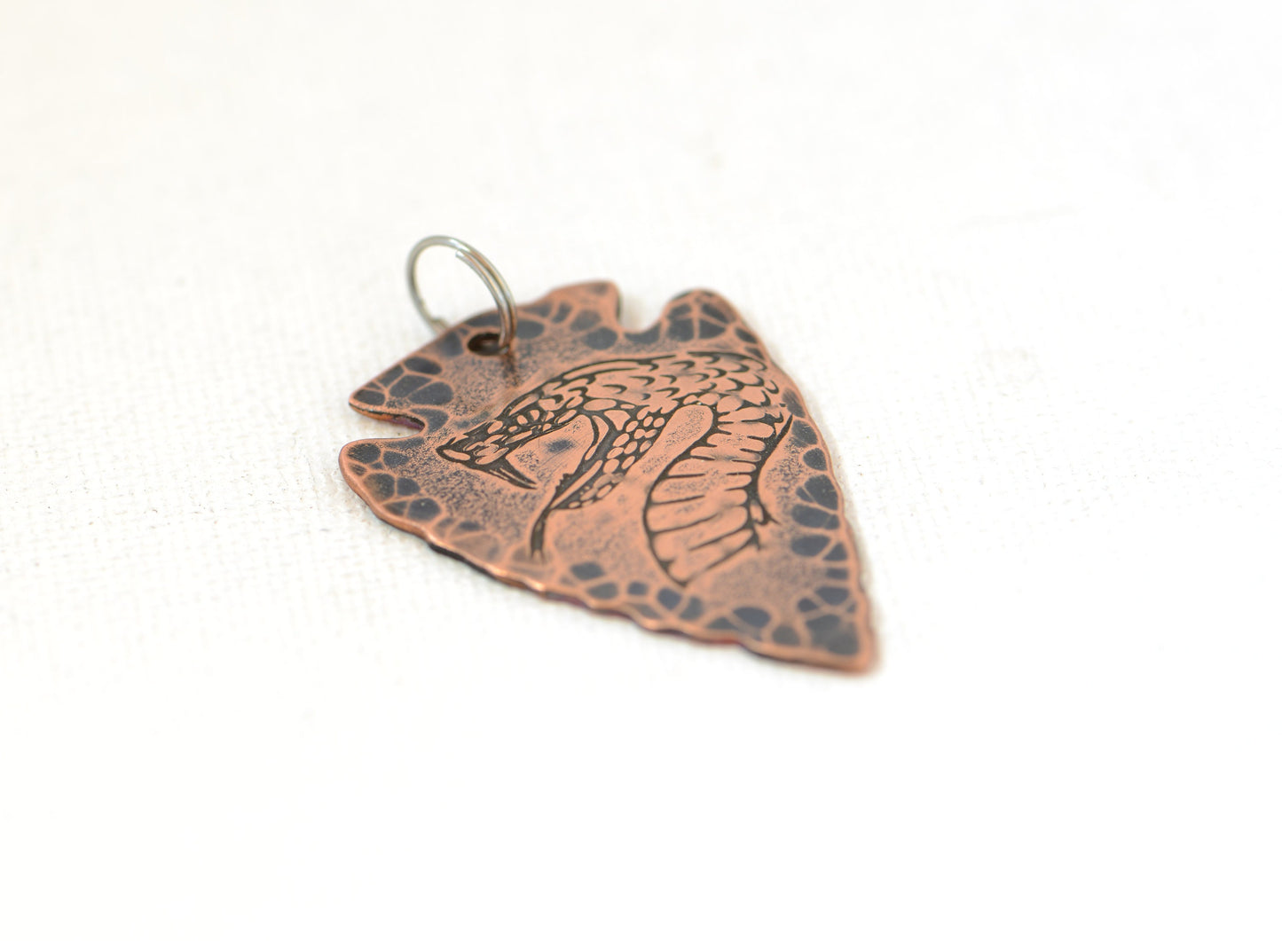 Copper Arrowhead Necklace with Rustic Viper Theme