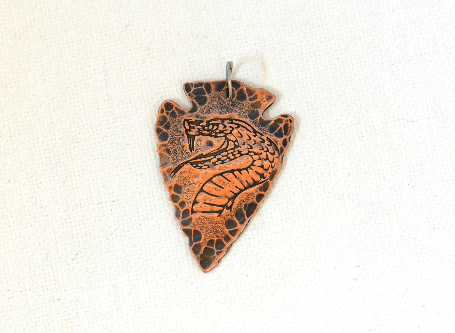Copper Arrowhead Necklace with Rustic Viper Theme