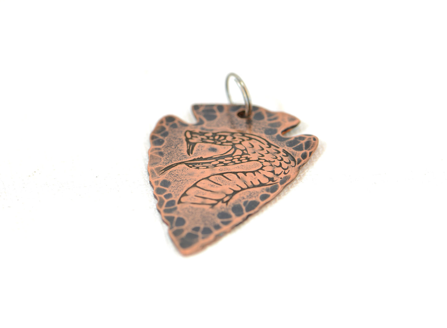 Copper Arrowhead Necklace with Rustic Viper Theme